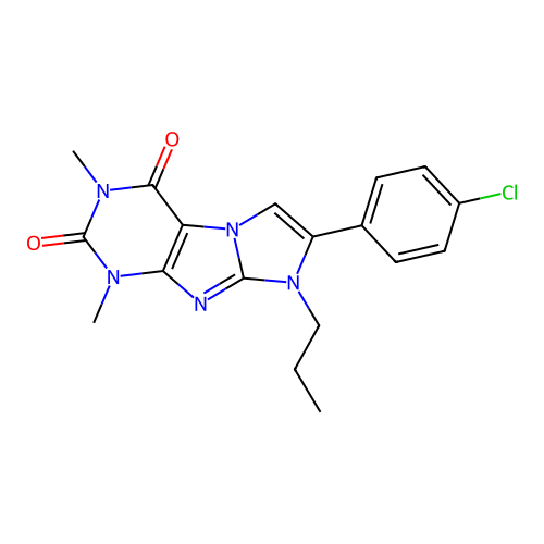 7-(4-chlorophenyl)-1,3-dimethyl-8-propyl-1H-imidazo[2,1-f]purine-2,4(3H,8H)-dione structure