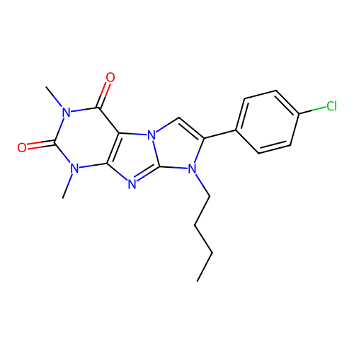 8-butyl-7-(4-chlorophenyl)-1,3-dimethyl-1H-imidazo[2,1-f]purine-2,4(3H,8H)-dione structure