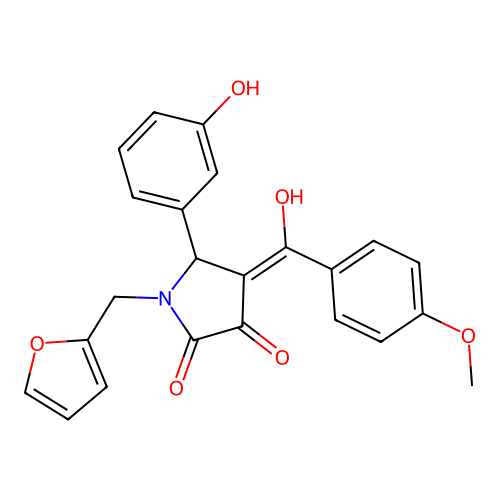 (4E)-1-(furan-2-ylmethyl)-4-[hydroxy(4-methoxyphenyl)methylidene]-5-(3-hydroxyphenyl)pyrrolidine-2,3-dione structure