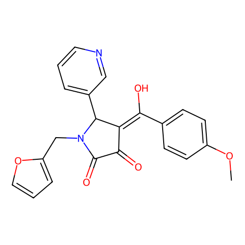 (4E)-1-(furan-2-ylmethyl)-4-[hydroxy-(4-methoxyphenyl)methylidene]-5-pyridin-3-ylpyrrolidine-2,3-dione structure