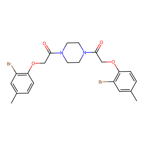 1,4-Bis[(2-bromo-4-methylphenoxy)acetyl]piperazine structure