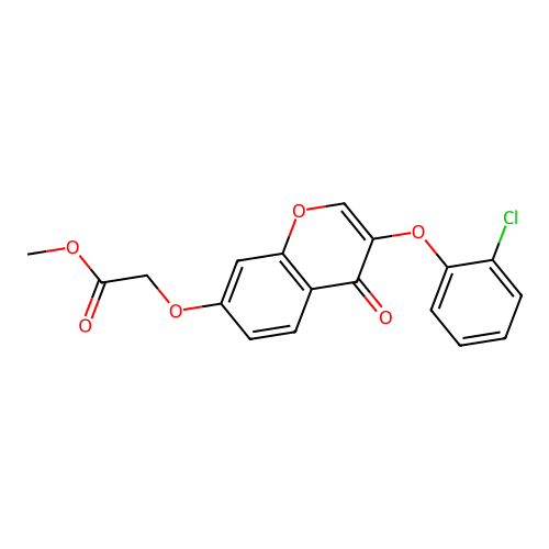 Methyl 2-[3-(2-chlorophenoxy)-4-oxochromen-7-yloxy]acetate structure