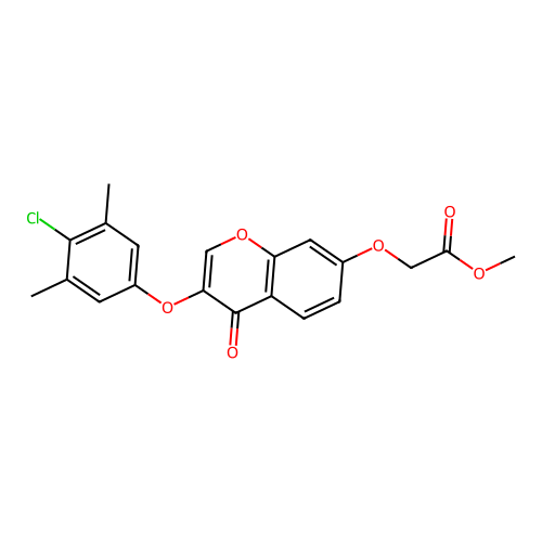 methyl {[3-(4-chloro-3,5-dimethylphenoxy)-4-oxo-4H-chromen-7-yl]oxy}acetate structure