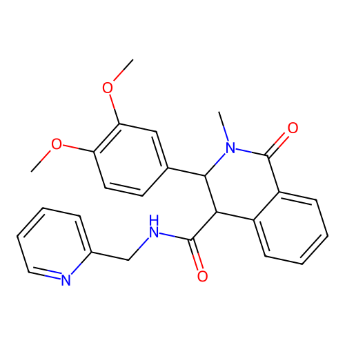 3-(3,4-dimethoxyphenyl)-2-methyl-1-oxo-N-(pyridin-2-ylmethyl)-1,2,3,4-tetrahydroisoquinoline-4-carboxamide structure