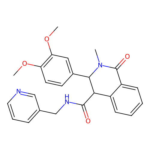 3-(3,4-dimethoxyphenyl)-2-methyl-1-oxo-N-(pyridin-3-ylmethyl)-1,2,3,4-tetrahydroisoquinoline-4-carboxamide structure