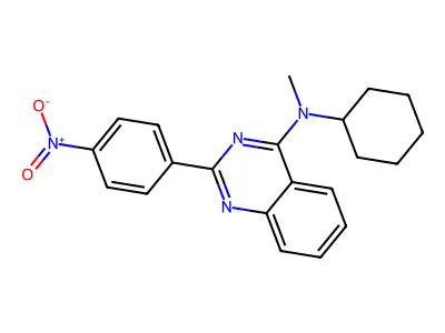 N-cyclohexyl-N-methyl-2-(4-nitrophenyl)quinazolin-4-amine structure