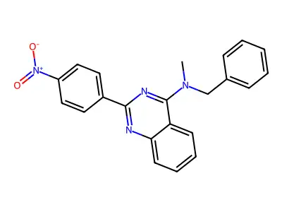 N-benzyl-N-methyl-2-(4-nitrophenyl)quinazolin-4-amine structure