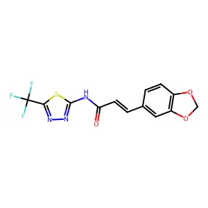 3-(2H-1,3-Benzodioxol-5-yl)-N-[5-(trifluoromethyl)-1,3,4-thiadiazol-2-yl]prop-2-enamide structure