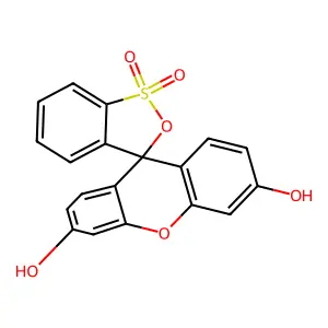 Spiro(3H-2,1-benzoxathiole-3,9'-(9H)xanthene)-3',6'-diol, 1,1-dioxide structure