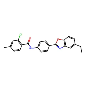 2-chloro-N-[4-(5-ethyl-1,3-benzoxazol-2-yl)phenyl]-4-methylbenzamide structure