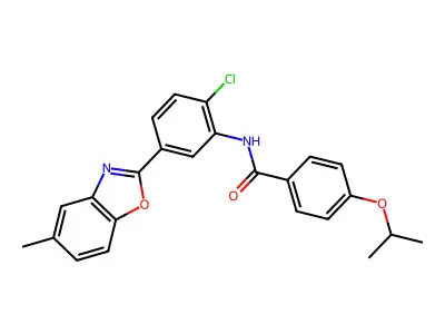 N-[2-chloro-5-(5-methyl-1,3-benzoxazol-2-yl)phenyl]-4-(propan-2-yloxy)benzamide structure
