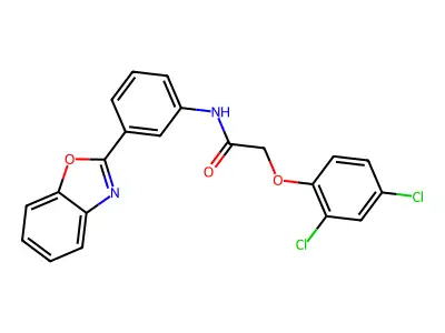 N-[3-(1,3-benzoxazol-2-yl)phenyl]-2-(2,4-dichlorophenoxy)acetamide structure