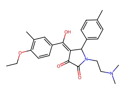 1-(2-dimethylaminoethyl)-4-[(4-ethoxy-3-methylphenyl)-hydroxymethylidene]-5-(4-methylphenyl)pyrrolidine-2,3-dione structure