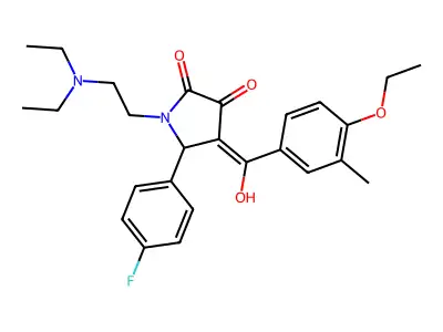 1-(2-diethylaminoethyl)-4-[(4-ethoxy-3-methylphenyl)-hydroxymethylidene]-5-(4-fluorophenyl)pyrrolidine-2,3-dione structure