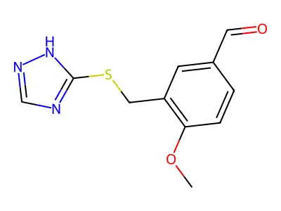 4-methoxy-3-[(1H-1,2,4-triazol-3-ylthio)methyl]benzaldehyde structure