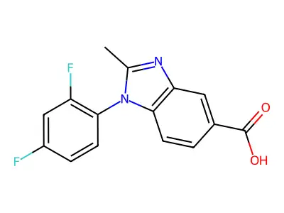 1-(2,4-difluorophenyl)-2-methyl-1H-benzimidazole-5-carboxylic acid structure
