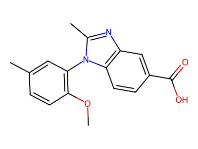 1-(2-methoxy-5-methylphenyl)-2-methyl-1H-benzimidazole-5-carboxylic acid structure