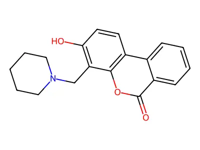 3-hydroxy-4-(1-piperidinylmethyl)-6H-benzo[c]chromen-6-one structure