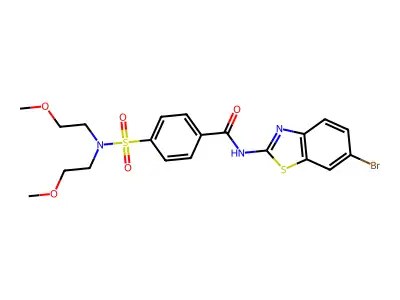 4-[bis(2-methoxyethyl)sulfamoyl]-N-(6-bromo-1,3-benzothiazol-2-yl)benzamide structure