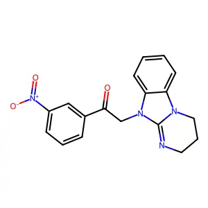 2-(3,4-dihydro-2H-pyrimido[1,2-a]benzimidazol-10-yl)-1-(3-nitrophenyl)ethanone structure