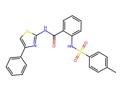 2-[(4-methylphenyl)sulfonylamino]-N-(4-phenyl-1,3-thiazol-2-yl)benzamide structure