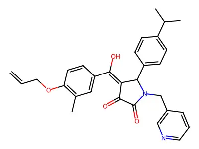 3-hydroxy-4-[3-methyl-4-(prop-2-en-1-yloxy)benzoyl]-5-[4-(propan-2-yl)phenyl]-1-[(pyridin-3-yl)methyl]-2,5-dihydro-1H-pyrrol-2-one structure