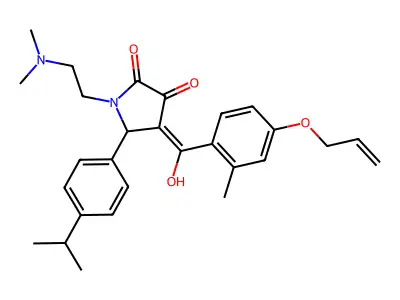 1-(2-dimethylaminoethyl)-4-[hydroxy-(2-methyl-4-prop-2-enoxyphenyl)methylidene]-5-(4-propan-2-ylphenyl)pyrrolidine-2,3-dione structure