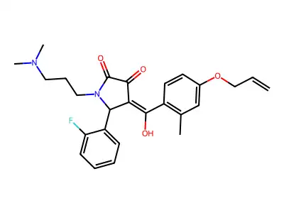 1-[3-(dimethylamino)propyl]-5-(2-fluorophenyl)-3-hydroxy-4-[2-methyl-4-(prop-2-en-1-yloxy)benzoyl]-2,5-dihydro-1H-pyrrol-2-one structure