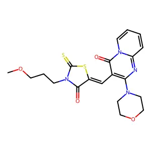 3-{(Z)-[3-(3-methoxypropyl)-4-oxo-2-thioxo-1,3-thiazolidin-5-ylidene]methyl}-2-(morpholin-4-yl)-4H-pyrido[1,2-a]pyrimidin-4-one structure