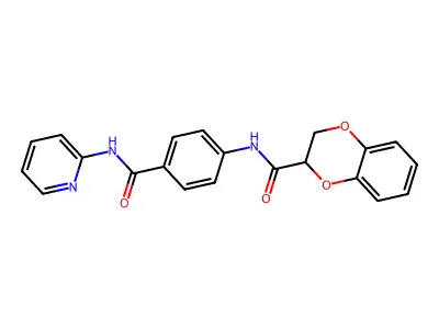 N-[4-(pyridin-2-ylcarbamoyl)phenyl]-2,3-dihydro-1,4-benzodioxine-3-carboxamide structure