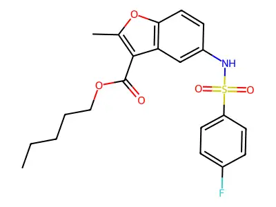 Pentyl 5-[(4-fluorophenyl)sulfonylamino]-2-methyl-1-benzofuran-3-carboxylate structure