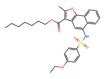 Heptyl 5-(4-ethoxybenzenesulfonamido)-2-methylnaphtho[1,2-b]furan-3-carboxylate structure
