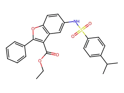 Ethyl 5-{[(4-isopropylphenyl)sulfonyl]amino}-2-phenyl-1-benzofuran-3-carboxylate structure