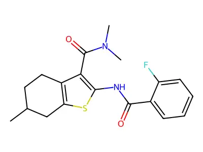 2-[(2-fluorobenzoyl)amino]-N,N,6-trimethyl-4,5,6,7-tetrahydro-1-benzothiophene-3-carboxamide structure