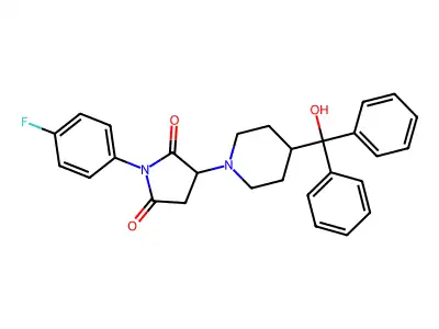 1-(4-fluorophenyl)-3-{4-[hydroxy(diphenyl)methyl]piperidin-1-yl}pyrrolidine-2,5-dione structure