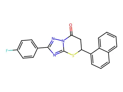 2-(4-fluorophenyl)-5-(naphthalen-1-yl)-5,6-dihydro-7H-[1,2,4]triazolo[5,1-b][1,3]thiazin-7-one structure