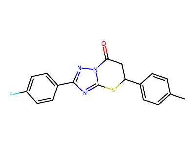 2-(4-fluorophenyl)-5-(p-tolyl)-5H-[1,2,4]triazolo[5,1-b][1,3]thiazin-7(6H)-one structure