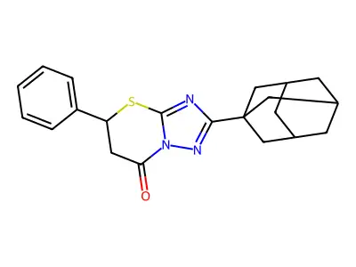 2-(1-adamantyl)-5-phenyl-5,6-dihydro-7H-[1,2,4]triazolo[5,1-b][1,3]thiazin-7-one structure