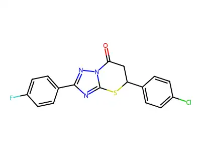 5-(4-chlorophenyl)-2-(4-fluorophenyl)-5,6-dihydro-7H-[1,2,4]triazolo[5,1-b][1,3]thiazin-7-one structure