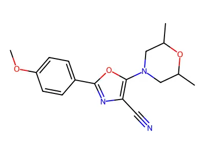 5-(2,6-Dimethylmorpholin-4-yl)-2-(4-methoxyphenyl)-1,3-oxazole-4-carbonitrile structure
