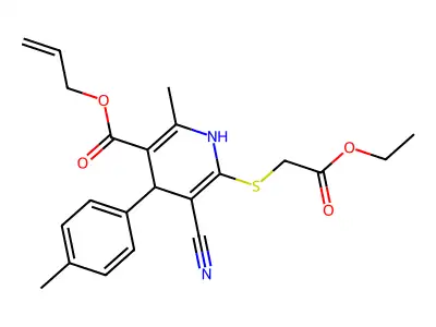 prop-2-en-1-yl 5-cyano-6-[(2-ethoxy-2-oxoethyl)sulfanyl]-2-methyl-4-(4-methylphenyl)-1,4-dihydropyridine-3-carboxylate structure