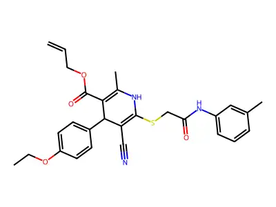 allyl 5-cyano-4-(4-ethoxyphenyl)-2-methyl-6-((2-oxo-2-(m-tolylamino)ethyl)thio)-1,4-dihydropyridine-3-carboxylate structure