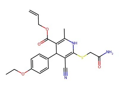 allyl 6-((2-amino-2-oxoethyl)thio)-5-cyano-4-(4-ethoxyphenyl)-2-methyl-1,4-dihydropyridine-3-carboxylate structure