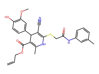 allyl 5-cyano-4-(4-hydroxy-3-methoxyphenyl)-2-methyl-6-((2-oxo-2-(m-tolylamino)ethyl)thio)-1,4-dihydropyridine-3-carboxylate structure
