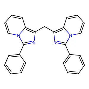 3-Phenyl-1-[(3-phenylimidazo[1,5-a]pyridin-1-yl)methyl]imidazo[1,5-a]pyridine structure
