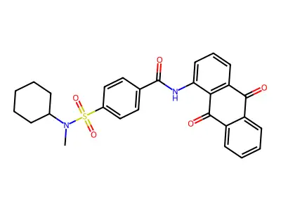4-[cyclohexyl(methyl)sulfamoyl]-N-(9,10-dioxo-9,10-dihydroanthracen-1-yl)benzamide structure
