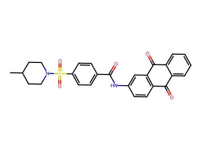 N-(9,10-dioxo-9,10-dihydroanthracen-2-yl)-4-[(4-methylpiperidin-1-yl)sulfonyl]benzamide structure