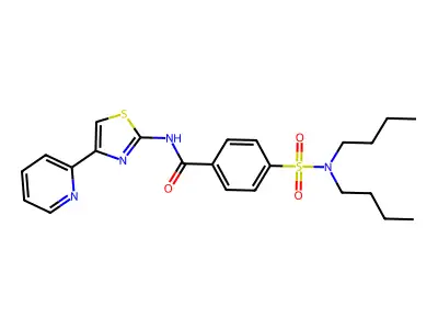 4-(N,N-dibutylsulfamoyl)-N-(4-(pyridin-2-yl)thiazol-2-yl)benzamide structure