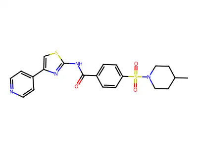 4-((4-methylpiperidin-1-yl)sulfonyl)-N-(4-(pyridin-4-yl)thiazol-2-yl)benzamide structure