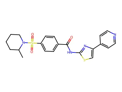 4-((2-methylpiperidin-1-yl)sulfonyl)-N-(4-(pyridin-4-yl)thiazol-2-yl)benzamide structure